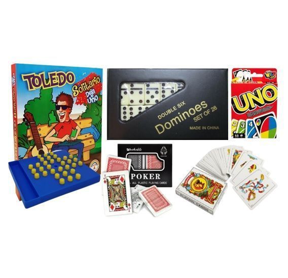 Pack Solitario,dominó,Naipe Español,Ingles y Uno-0