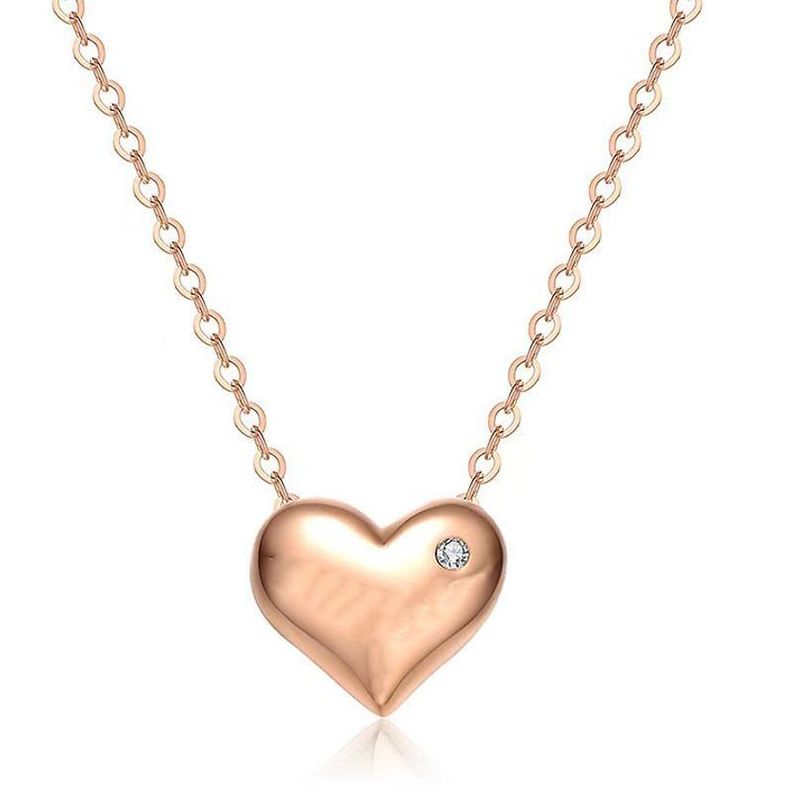 CADENA ESLABONES ORO ROSADO 18K COLGANTE CORAZÓN CON DIAMANTE 1P-0