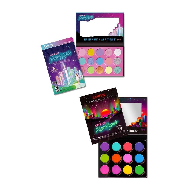 Pack 2 Paletas De Sombras "City Of Pastel Lights" + “City Of Dreamy Lights” Rude Cosmetics-0
