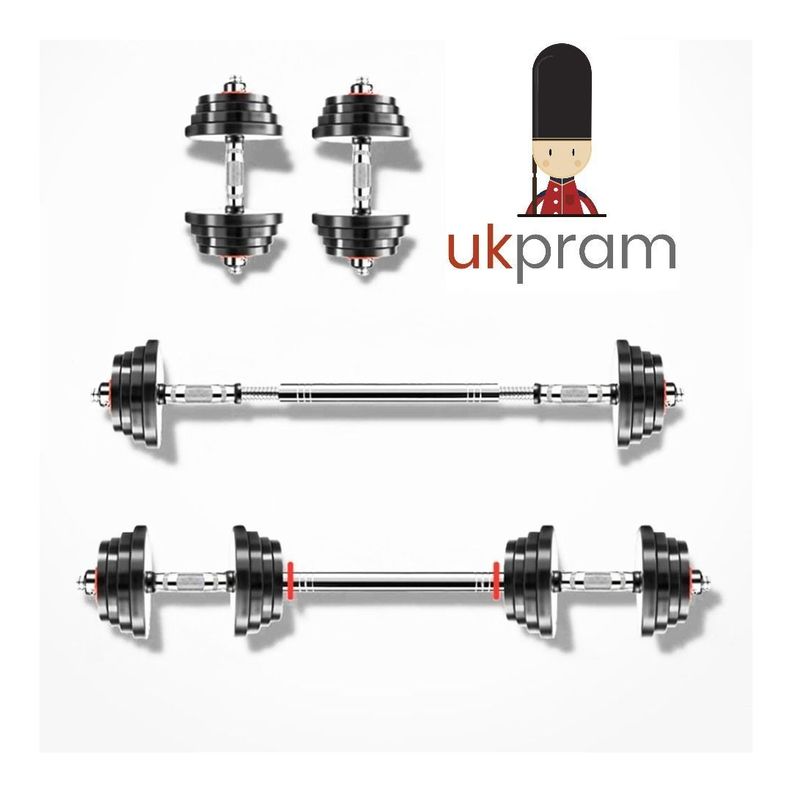 Set Mancuernas Y Barra 60kg Ajustables Acero Inoxidable-2
