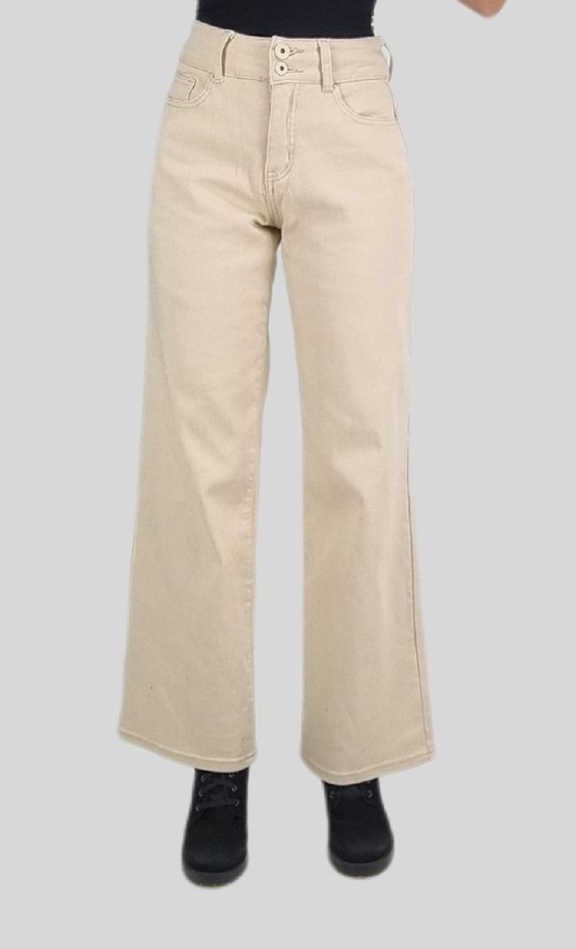 Jeans wide leg beige-0