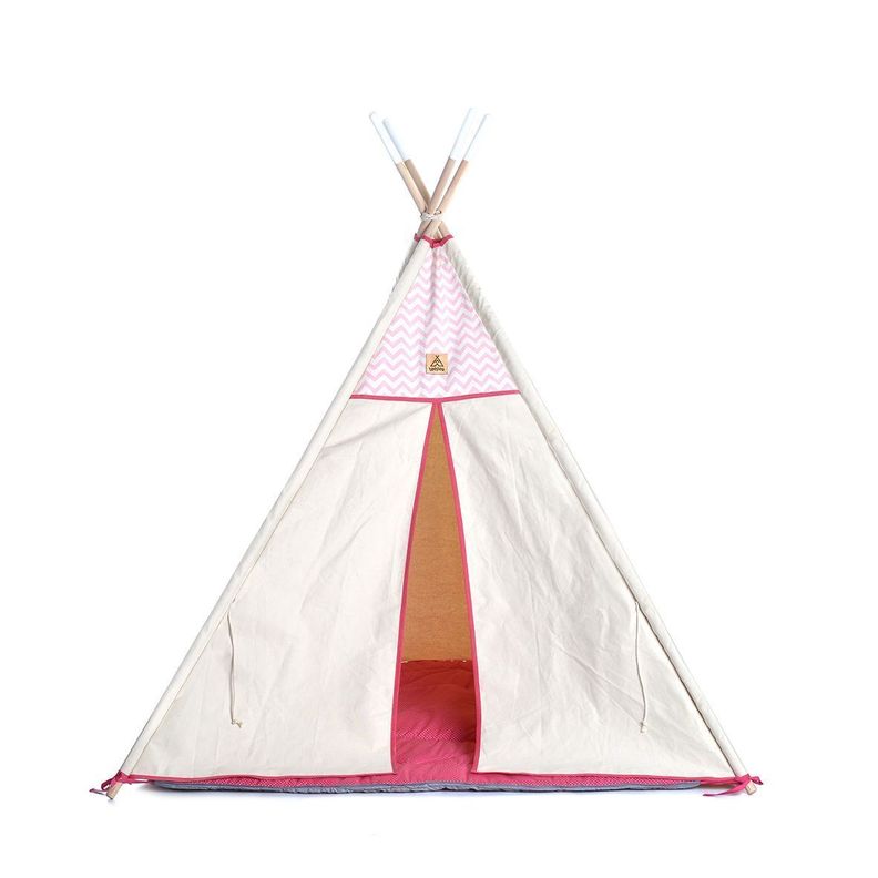 Carpa tipi infantil, modelo Rose Zigzag + playmat + bolso de transporte-2