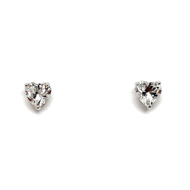 Aros Corazón Circón 8mm Plata Fina 925-0