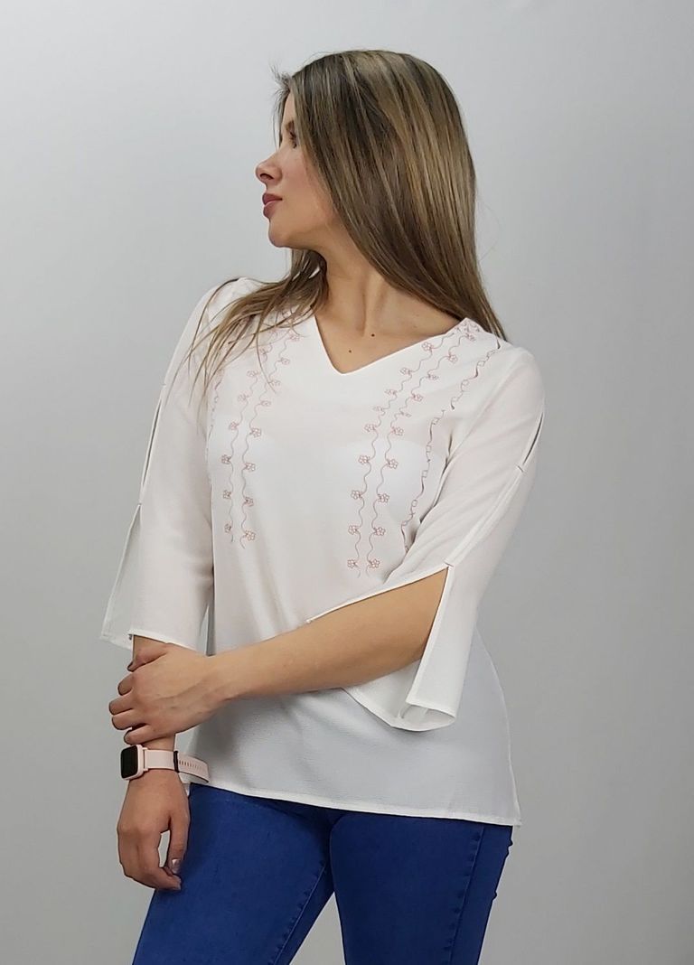 Polera blanca bordada coral-1