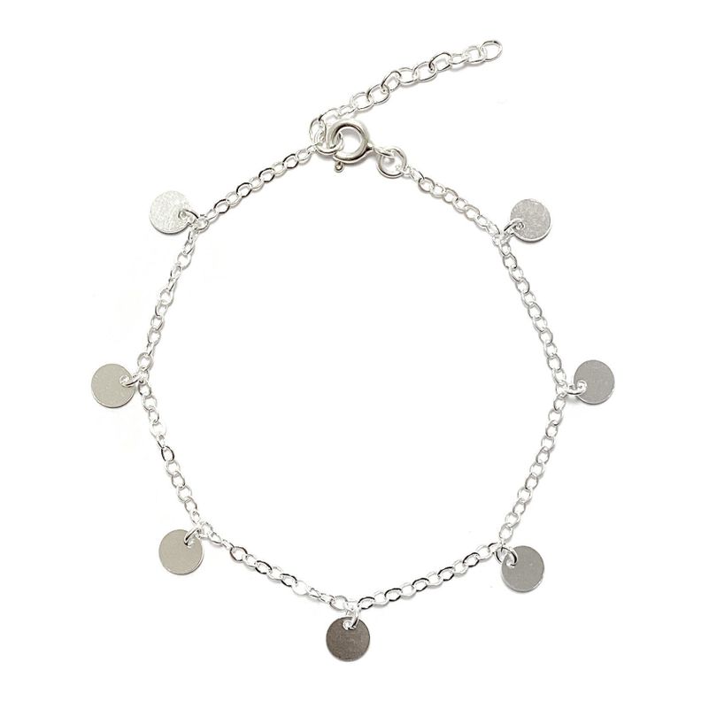 Pulsera 7 Monedas Colgantes Plata Fina 925-0