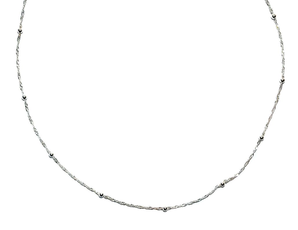 Collar Bolitas Cadena Turbillón 50cm Plata Fina 925-0
