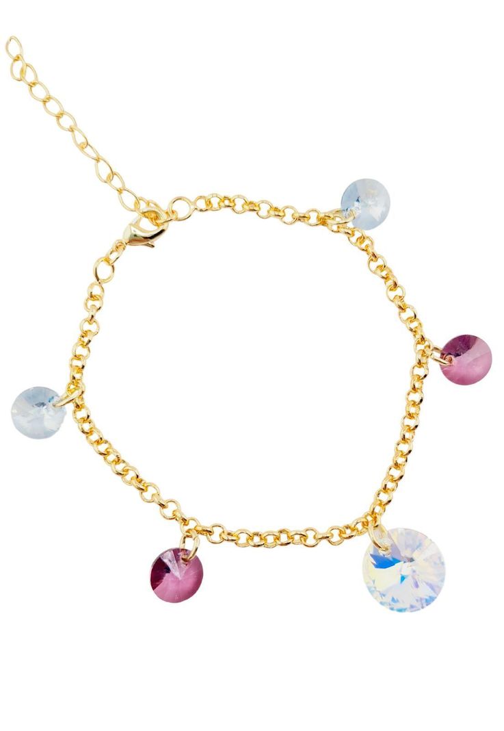 Pulsera Nepal Gold Baño de Oro 24 k y Cristales Genuinos .-0