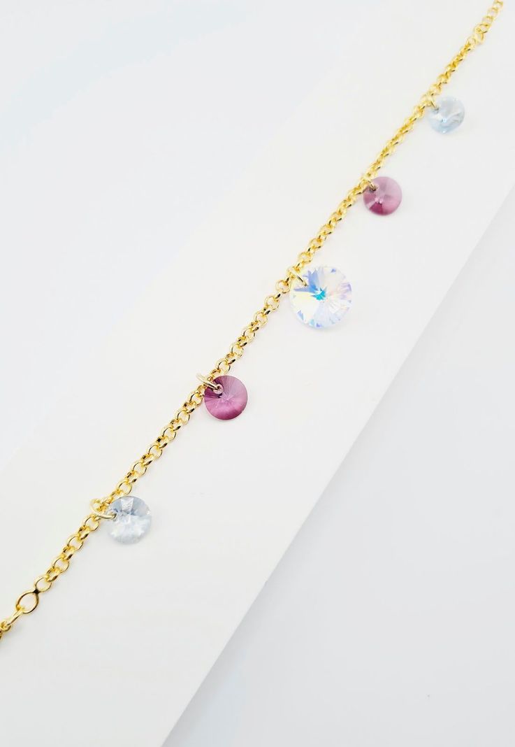 Pulsera Nepal Gold Baño de Oro 24 k y Cristales Genuinos .-2