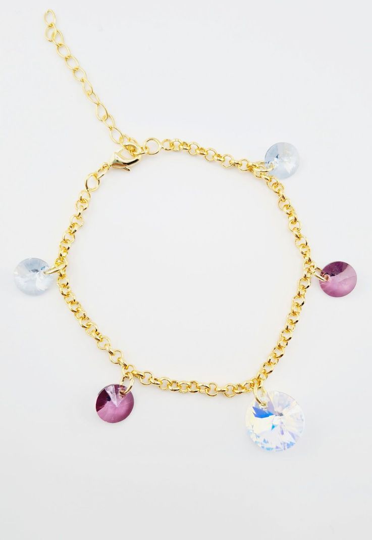 Pulsera Nepal Gold Baño de Oro 24 k y Cristales Genuinos .-3