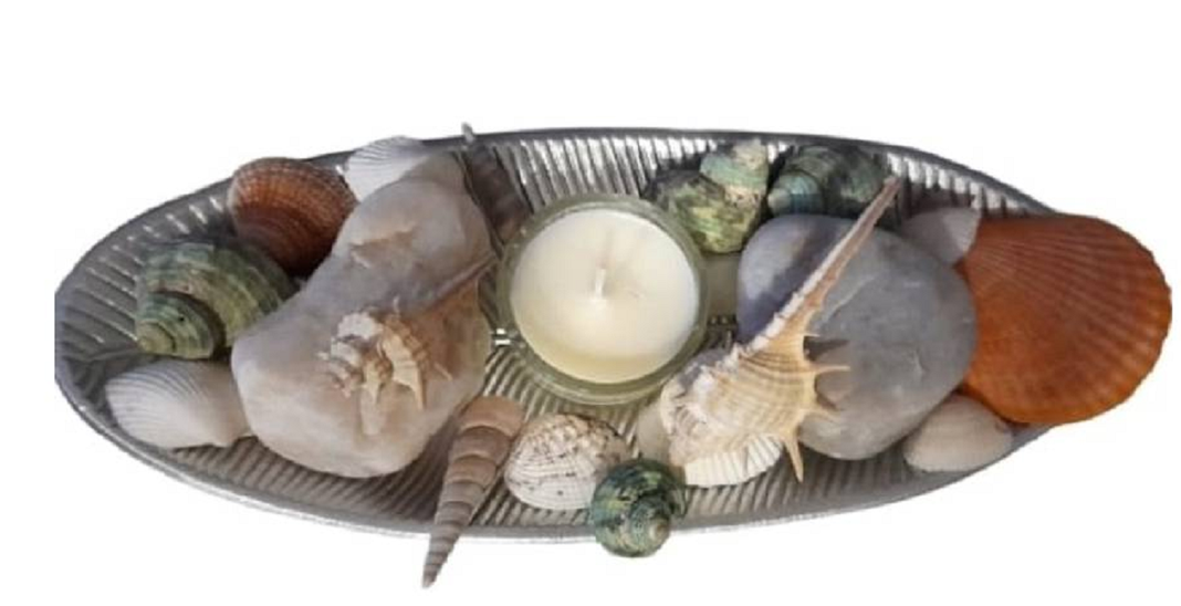 DECORACIÓN MAR TERRAZAS DE QUINQUELLES BANDEJA PIEDRA CUARZO CARACOLAS VELA-0