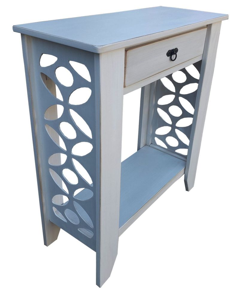 Arrimo blanco con panel decorativo-0