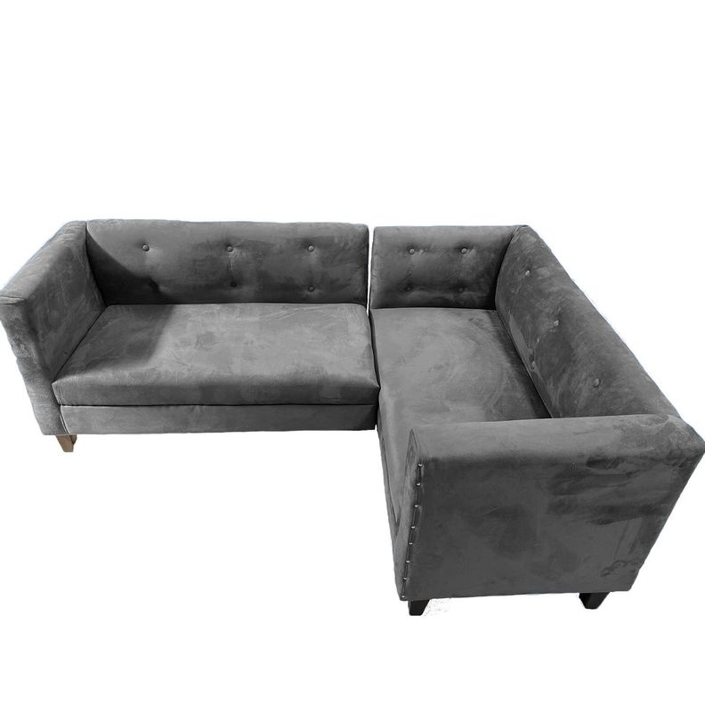 Sofa Ruan Seccional Derecho Felpa Gris Claro-1