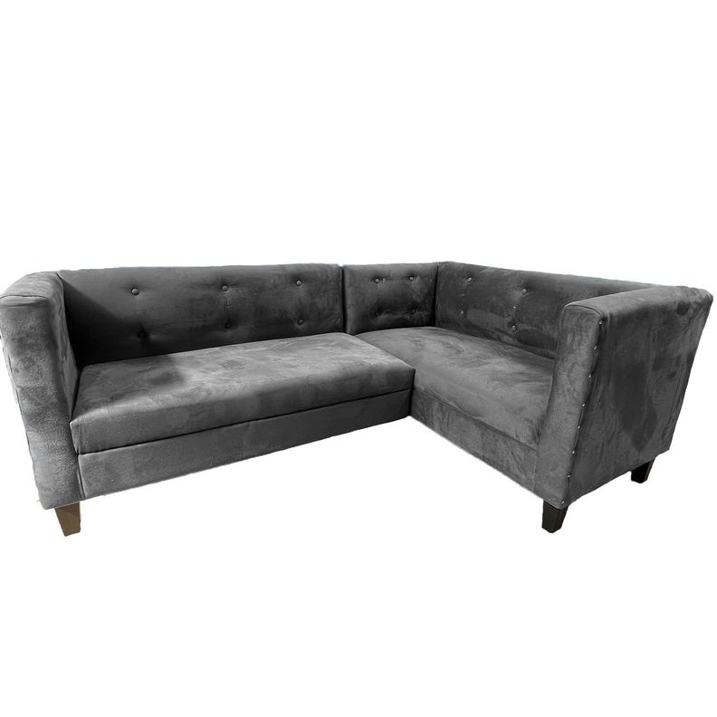 Sofa Ruan Seccional Derecho Felpa Gris Claro-0