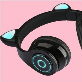Audifonos Bluetooth Orejitas De Gato Con Luz Negr-2