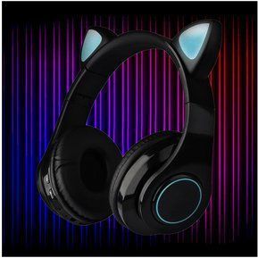 Audifonos Bluetooth Orejitas De Gato Con Luz Negr-3
