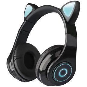 Audifonos Bluetooth Orejitas De Gato Con Luz Negr-1