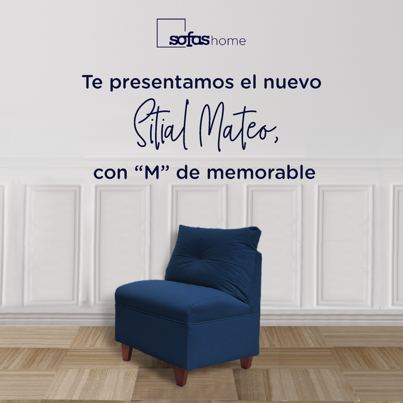 Butaca Mateo Chenille Azul Pata Madera 1C-1