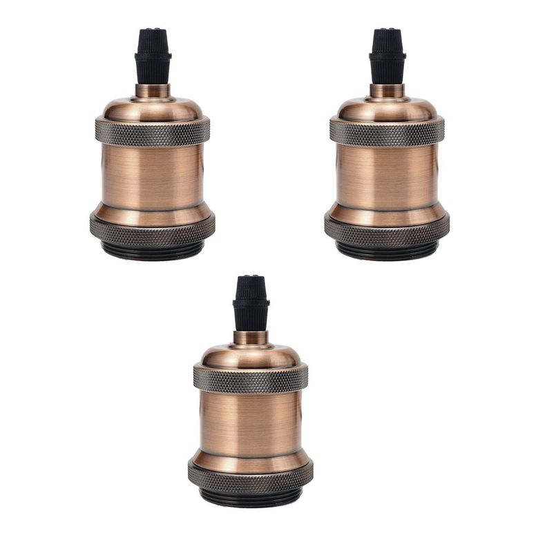Pack 3 Soquetes E-27 Retro Bronce Vintage-0