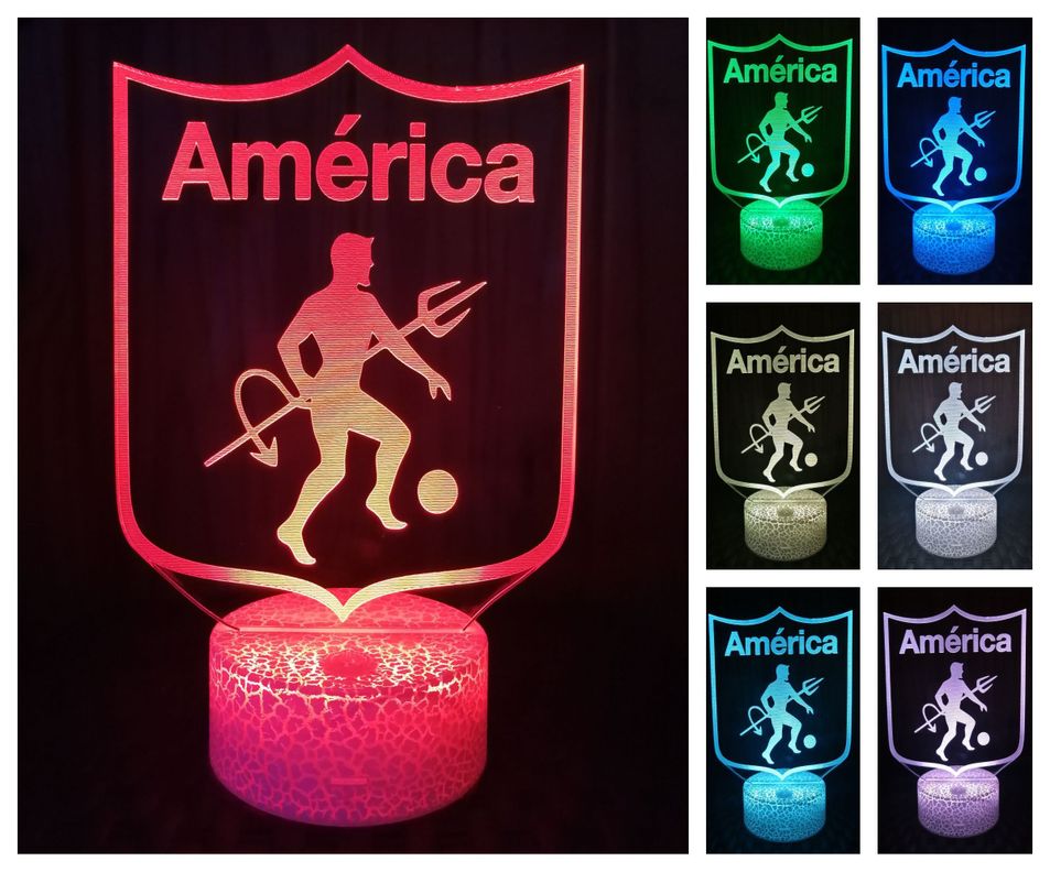 Lámpara ilusión 3D América de Cali Colombia 7 Colores Led-1