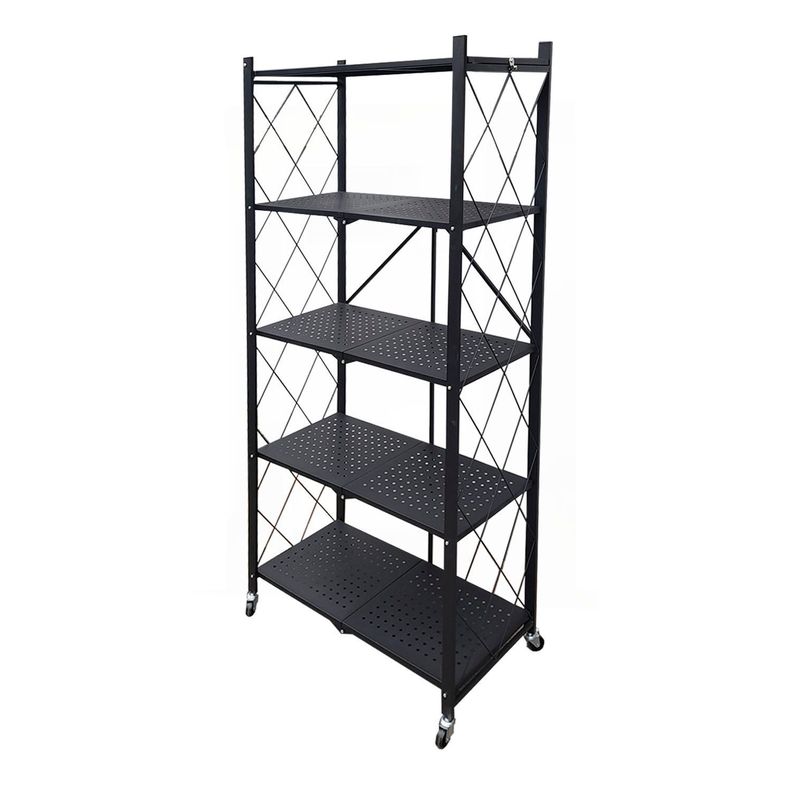 Estante  Plegable con Ruedas 5 niveles Negro-0