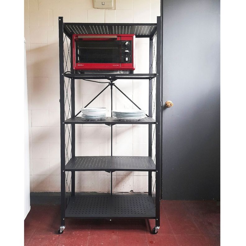 Estante  Plegable con Ruedas 5 niveles Negro-4