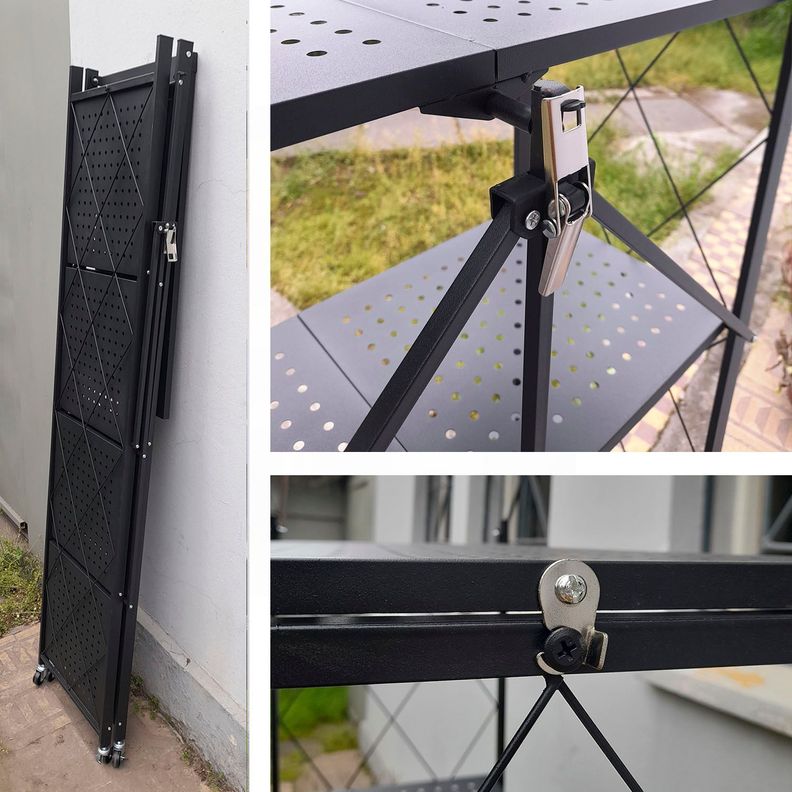 Estante  Plegable con Ruedas 5 niveles Negro-3