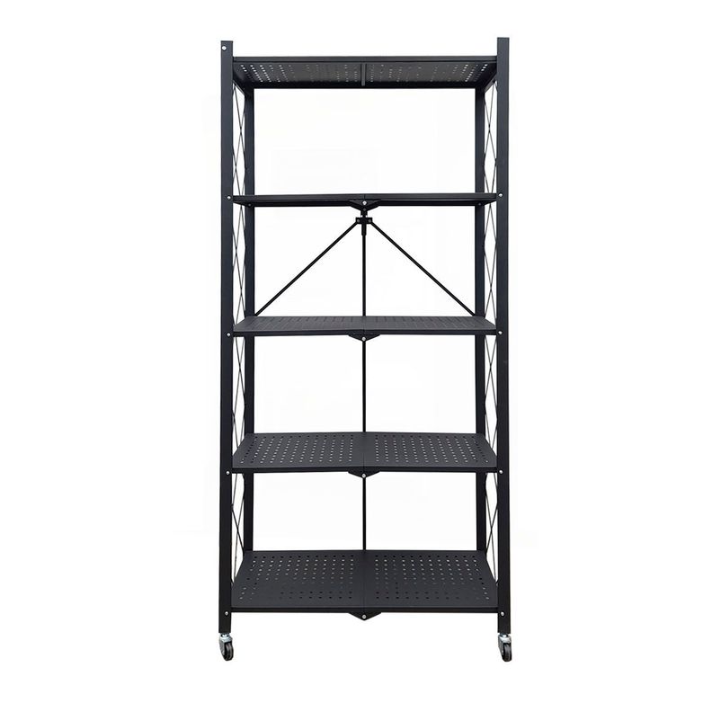 Estante  Plegable con Ruedas 5 niveles Negro-1
