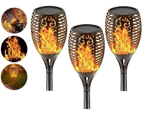 Pack X2 Lampara Solar Led Flama Antorcha Estaca Impermeables 58cm-1