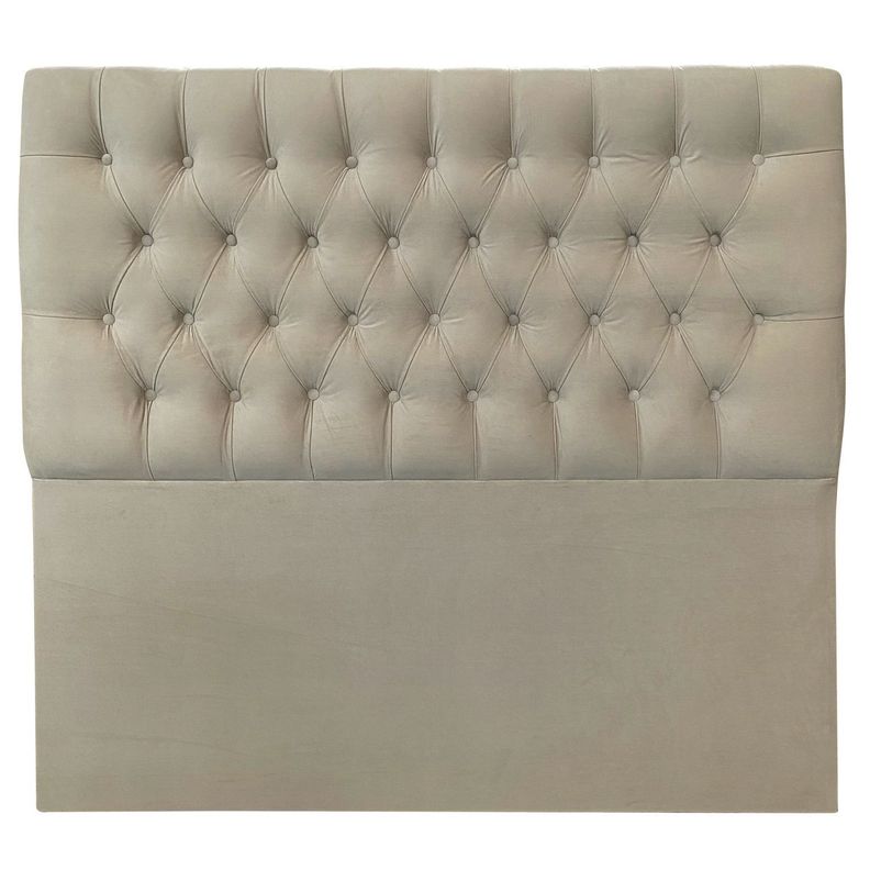 Respaldo Capitoné Premium Felpa Beige - 2 Plazas-0