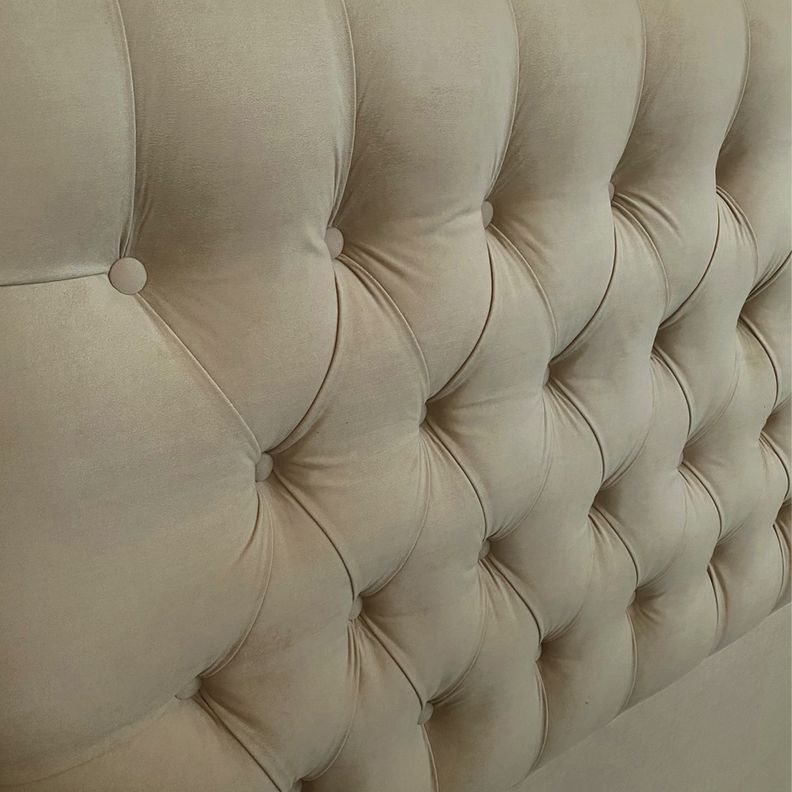 Respaldo Capitoné Premium Felpa Beige - 2 Plazas-1