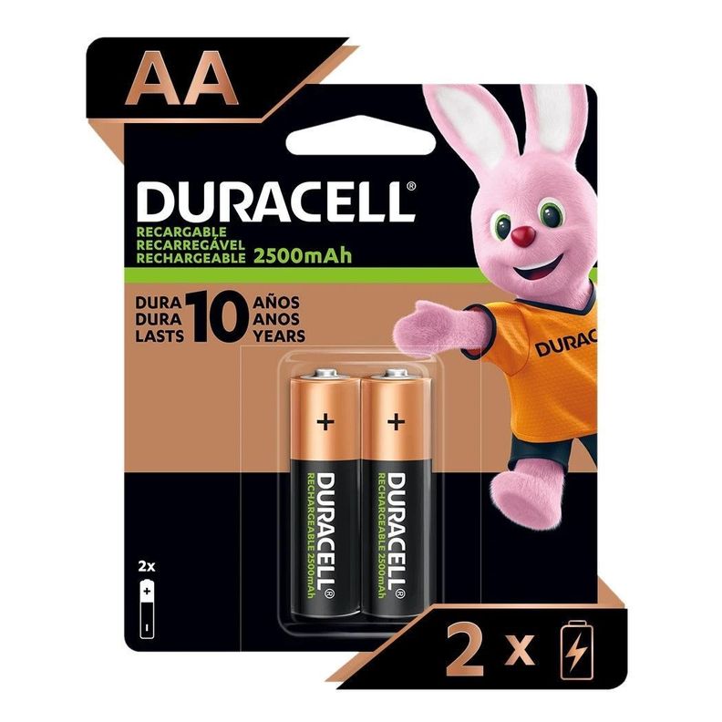 Pack 2 Pilas AA Recargables Duracell 2500mAh-0