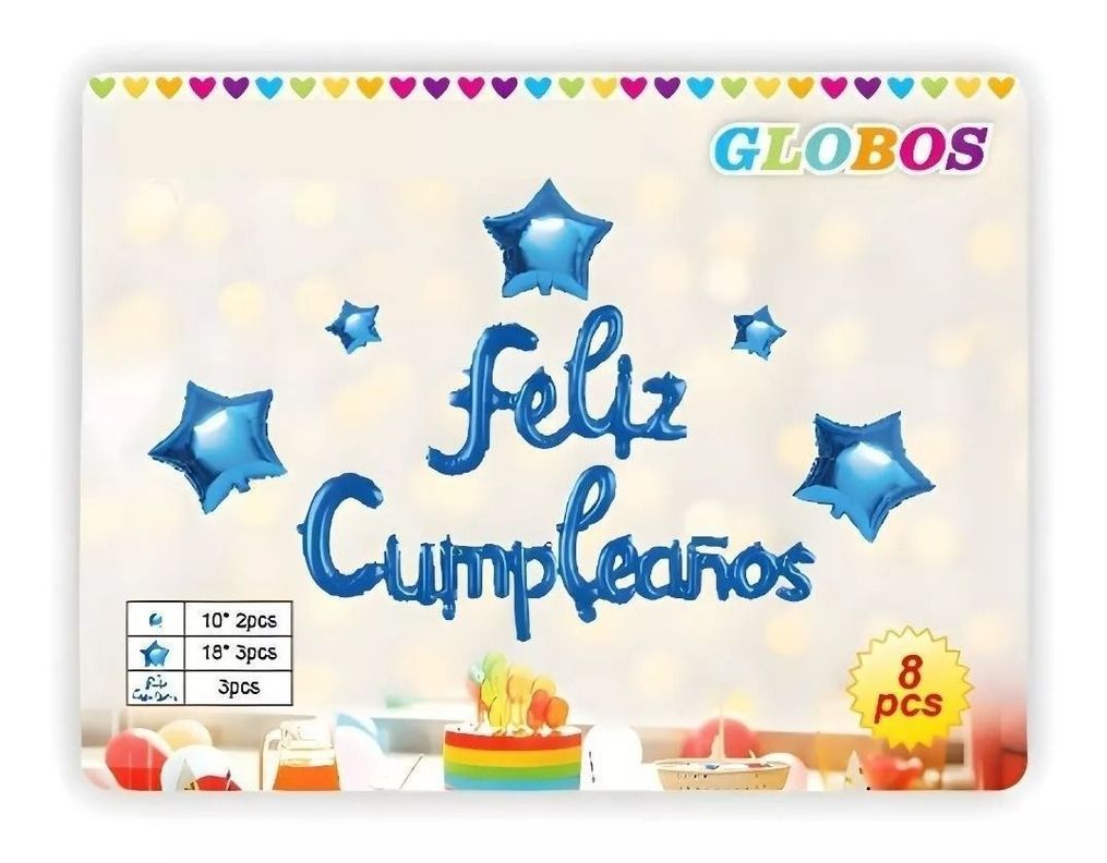 Pack 8 Globos Cumpleaños Globos Feliz Cumpleaños Fiesta-2
