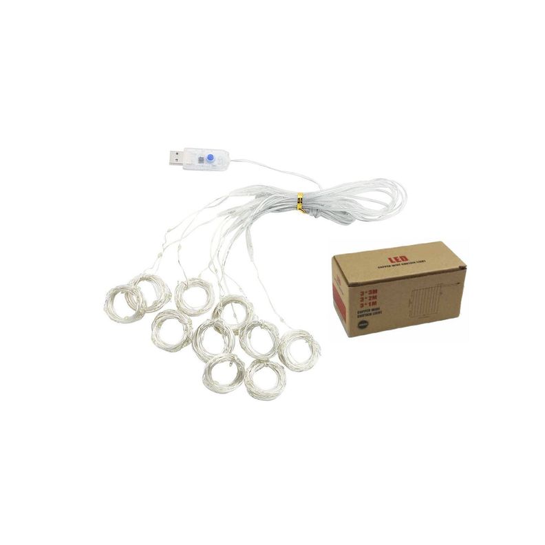 Guirnalda Cortina Luz Led 2mts Blanco Frio - Puntostore-3