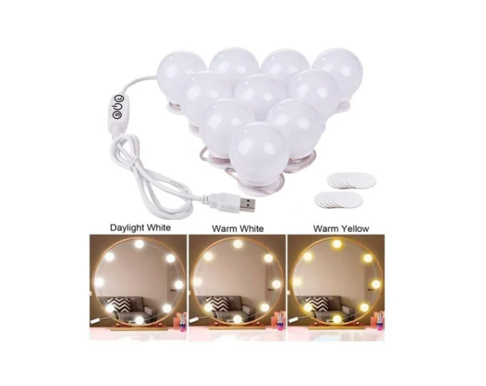 Kit 10 Luces Ampolleta Espejo 3 Modos Maquillaje Fotografía-2