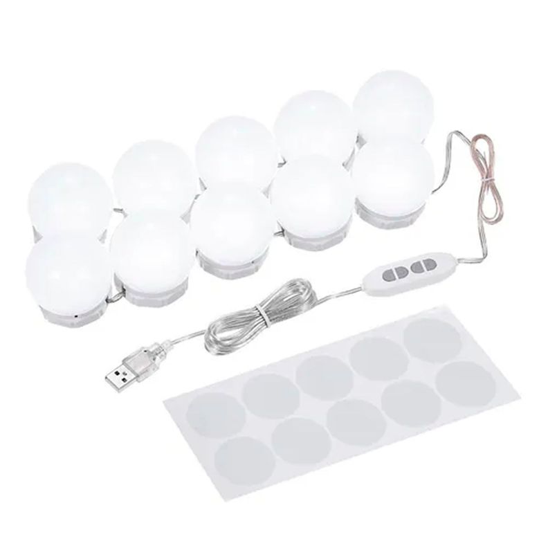 Kit 10 Luces Ampolleta Espejo 3 Modos Maquillaje Fotografía-0