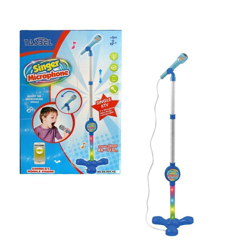 Microfono Pedestal Karaoke Mp3 Niños Singer Azul-0