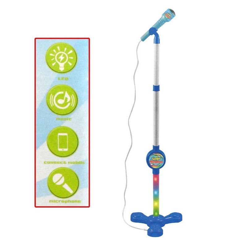 Microfono Pedestal Karaoke Mp3 Niños Singer Azul-3