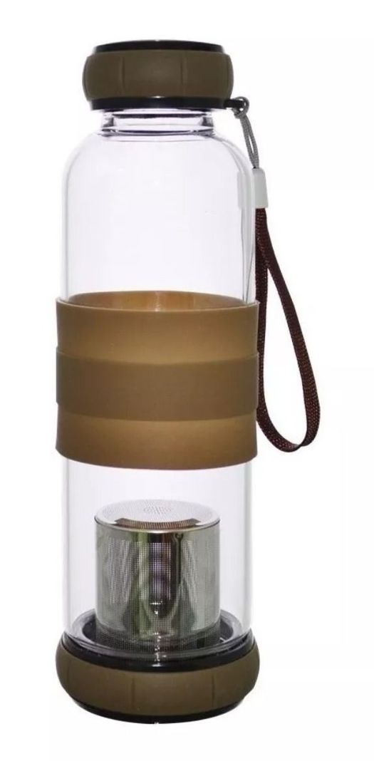 Botella De Vidrio 420 Ml Té Infusión + Funda-0