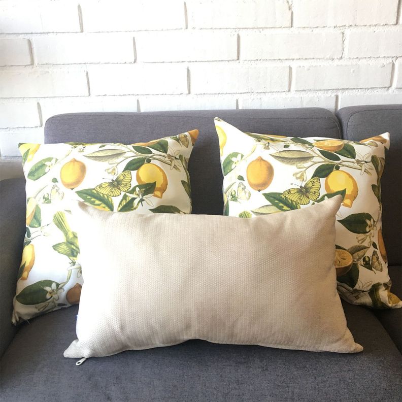FUNDA COJIN DECORATIVO LIMONES AMARILLO Y VERDE 45X45-4