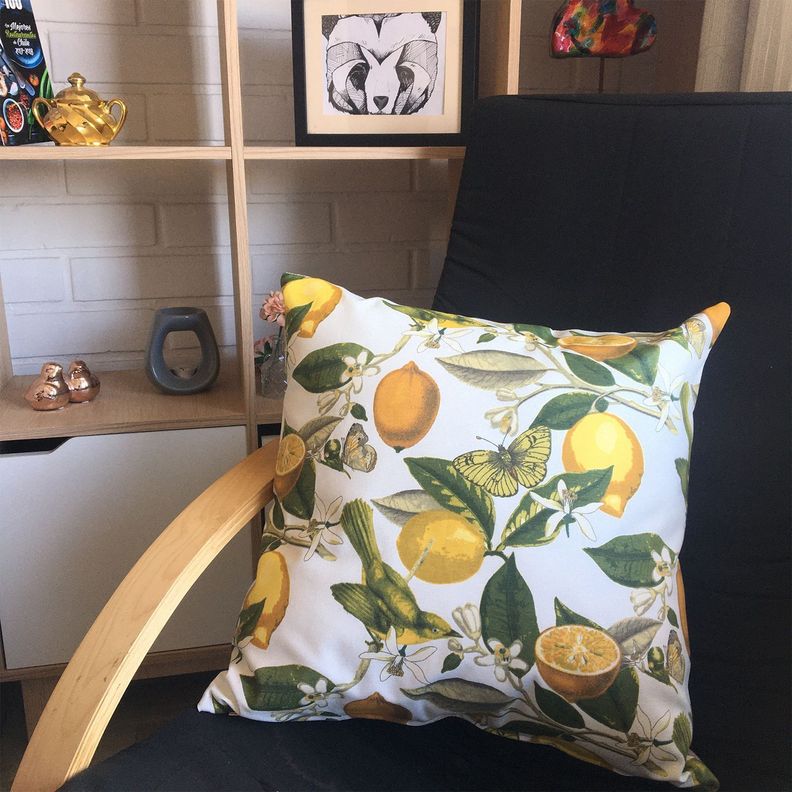 FUNDA COJIN DECORATIVO LIMONES AMARILLO Y VERDE 45X45-2
