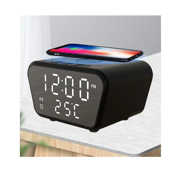 Reloj Digital Despertador Con Carga Inalámbrica Para Celulares-1