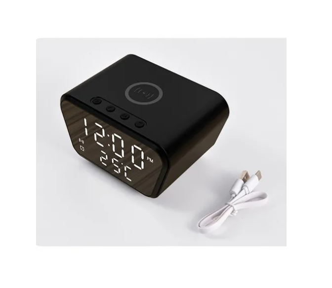 Reloj Digital Despertador Con Carga Inalámbrica Para Celulares-3