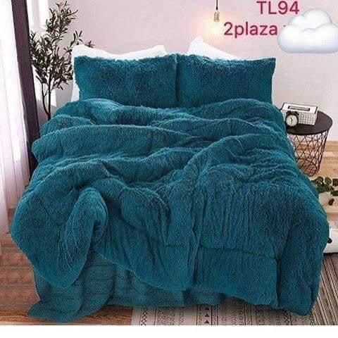 cubrecama peludo 1.5 plazas-0