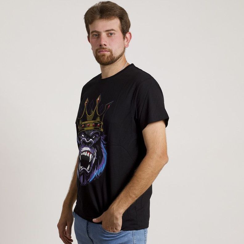 POLERA MANGA CORTA ESTAMPADA NEGRA GORILA KING-4