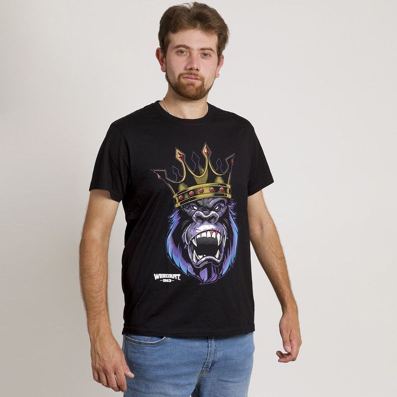 POLERA MANGA CORTA ESTAMPADA NEGRA GORILA KING-3