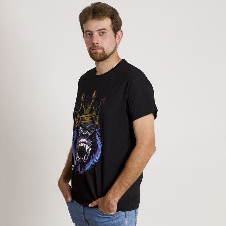 POLERA MANGA CORTA ESTAMPADA NEGRA GORILA KING-2