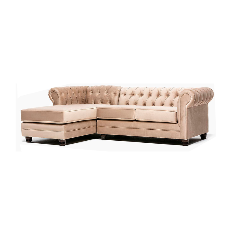 Seccional Izquierdo Chesterfield Felpa Beige