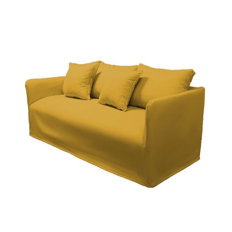 Sofá Dua 2 Fundas Intercambiables Amarillo Y Cafe-3