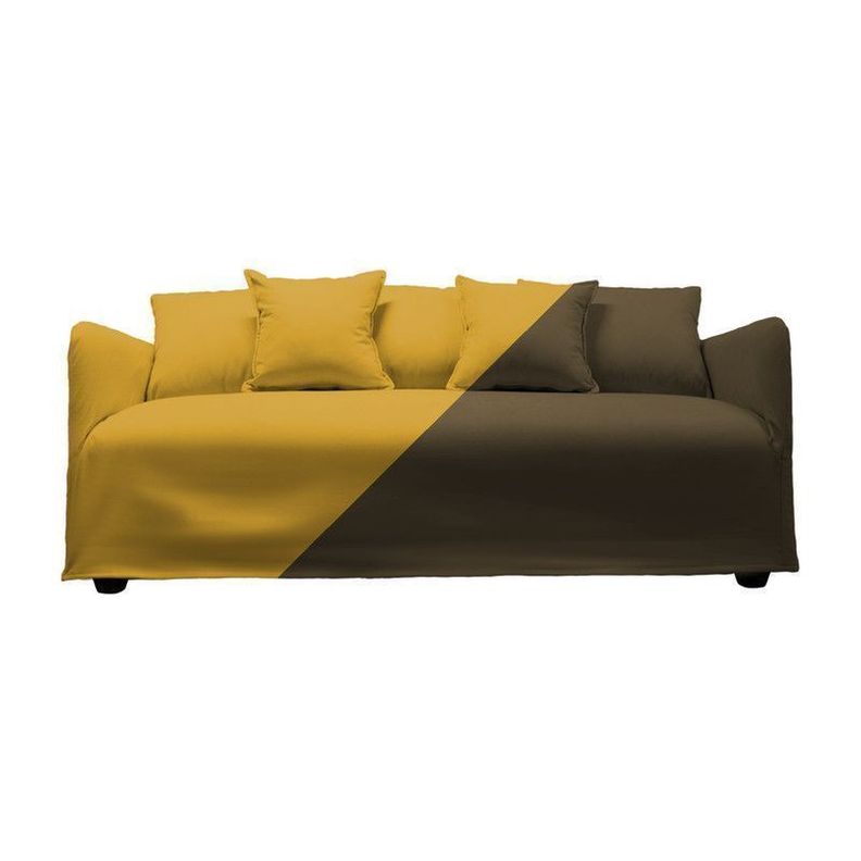 Sofá Dua 2 Fundas Intercambiables Amarillo Y Cafe-0