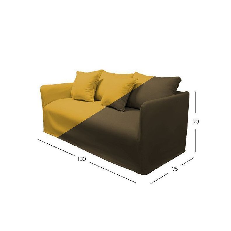 Sofá Dua 2 Fundas Intercambiables Amarillo Y Cafe-5